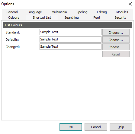 Shortcut List Options